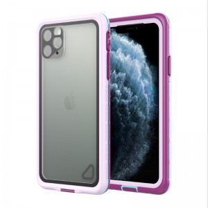Iphone 11 caz impermeabil, cu durată de viață lanyard, viața iphone 11 rezistent la apă (violet) cu acoperire transparent ă spate
