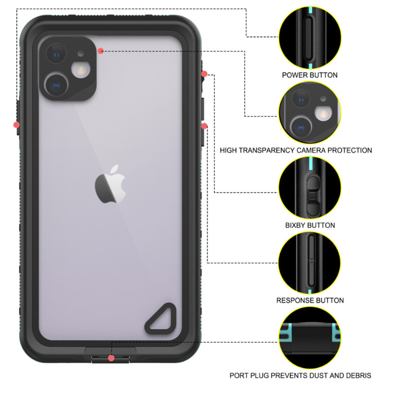 impermeabil în șoc iphone 11 caz sub apă Ipod caz iphone 11 caz impermeabil (negru) cu capac transparent spate