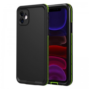 caz caz de telefon impermeabil, caz de telefon mobil rezistent la apă pentru iPhone 11 (negru) cu culoare solid ă spate capac