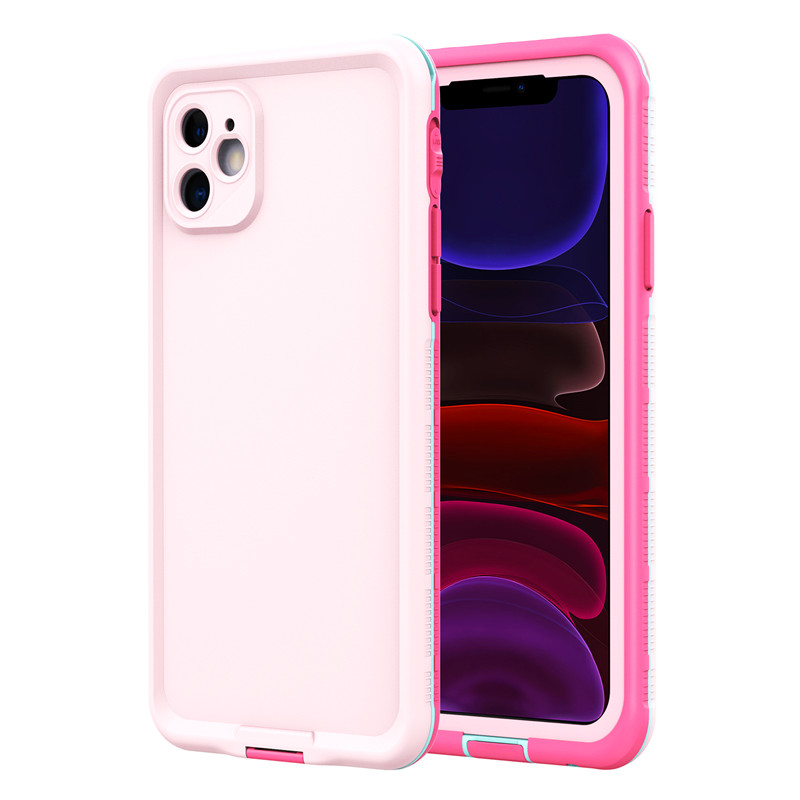 Casă de telefon mobil rezistent la apă cazul Iphone cel mai bun caz impermeabil pentru iPhone 11 (roz) cu o culoare solid ă spate capac