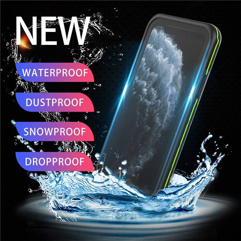 Universal caz impermeabil la telefon caz impermeabil iPhone apa- dovada telefon pentru iphone 11 pro (negru) cu culoare solid ă spate capac