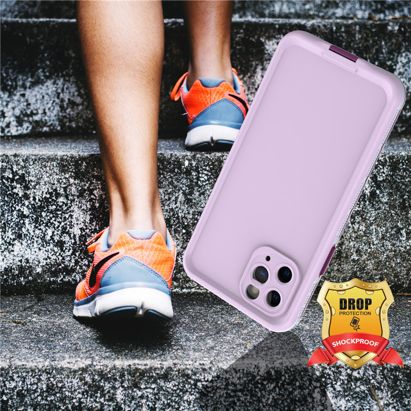 Carcasă de protecție pentru placă de protecție Iphone 11 pentru carcasă de protecție pe plajă Iphone 11 carcasă impermeabilă (violet) cu capac din spate de culoare solidă