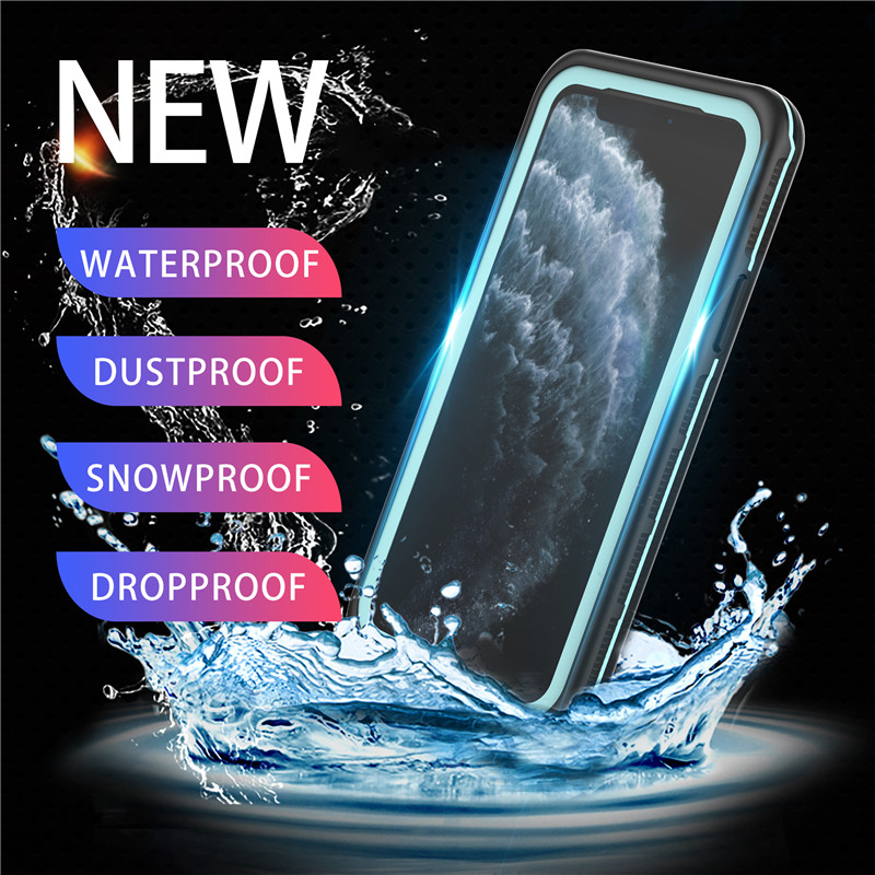 Accesorii impermeabile pentru telefonul mobil Geantă rezistentă la apă pentru carcasă submersibilă pentru telefon pentru acoperirea din spate cu culoare solidă pentru iPhone 11 Pro (albastru)