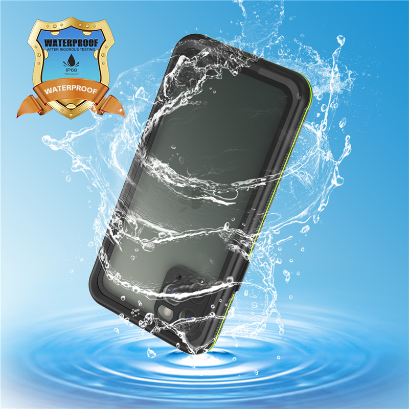 Carcasă telefon subacvatică rezistentă la apă iphone 11 pro impermeabil (negru) cu capac din spate transparent
