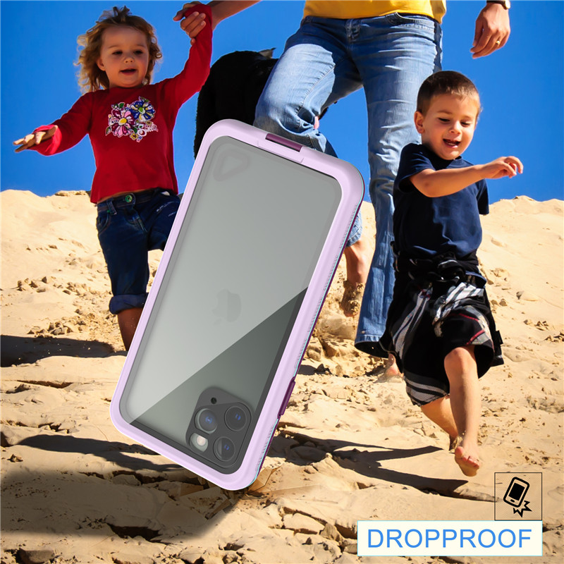 Cel mai bun caz de telefon mobil impermeabil telefonul impermeabil protector de telefon pentru iphone 11 pro (mov) cu capac transparent spate