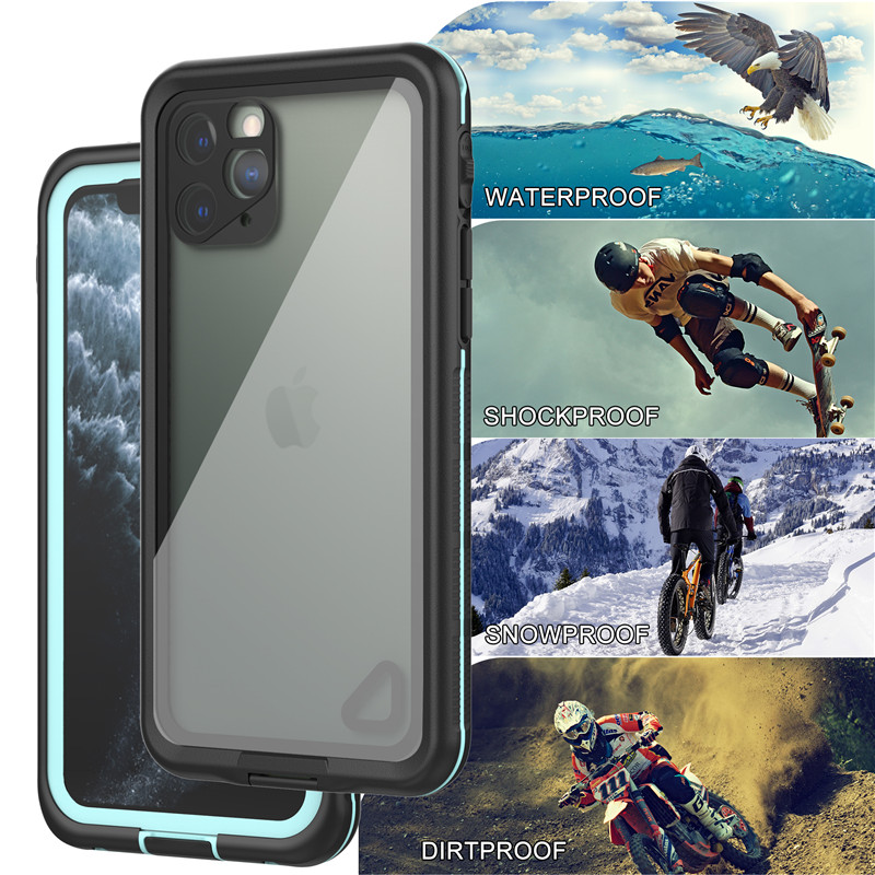 Celular cel mai bun iphone 11 pro carcasă rezistentă la apă Iphone 11 pro (albastru) impermeabil cu capac din spate transparent