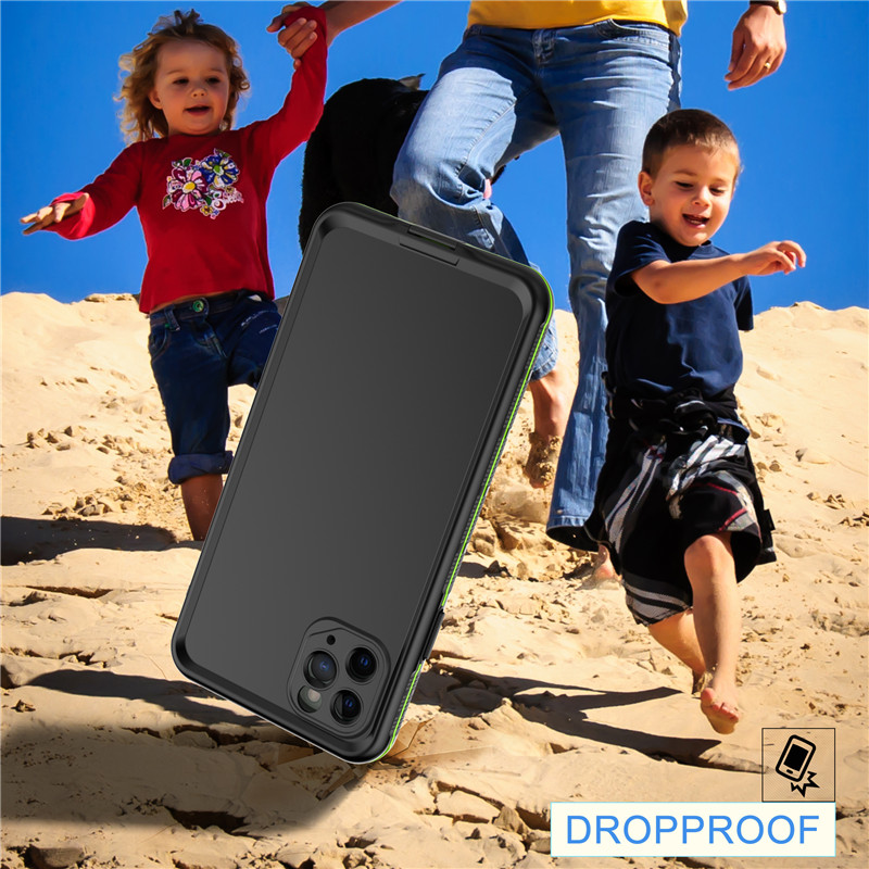 Top wawterproof iphone case iphone 11 pro max waterproject cell marsupiu (black) cu culoare solid ă spate capac