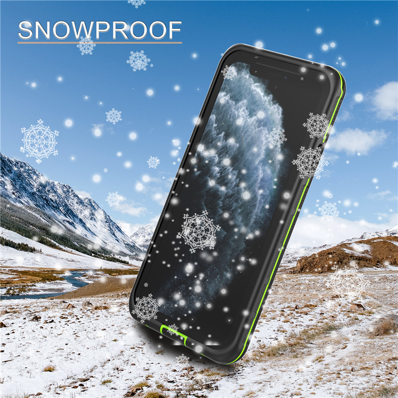 Top wawterproof iphone case iphone 11 pro max waterproject cell marsupiu (black) cu culoare solid ă spate capac