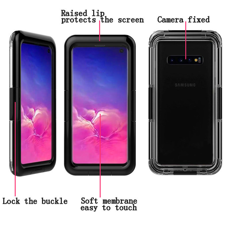 Carcasă de telefon impermeabilă carcasă din material plastic pentru înot, impermeabil pentru Samsung S10 (Negru)