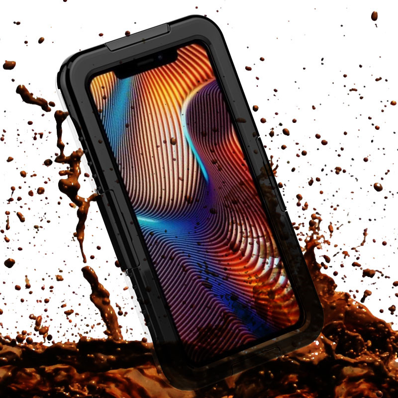 Cel mai bun caz impermeabil de măr caz impermeabil sac caz impermeabil pentru iphone XR (Black)