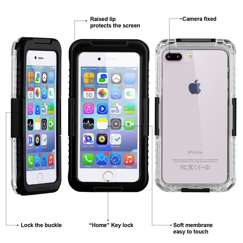 Noul caz de salvare iphone 8 plus cazul Iphone anti zăpadă cel mai bun caz impermeabil 8 plus caz (Black)
